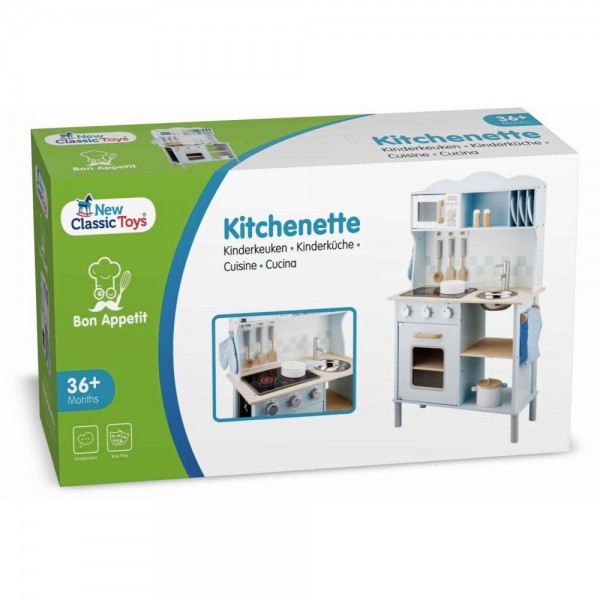 New Classic Toys 11065 Küchenzeile Modern mit Kochfeld Spielküche für Kinder