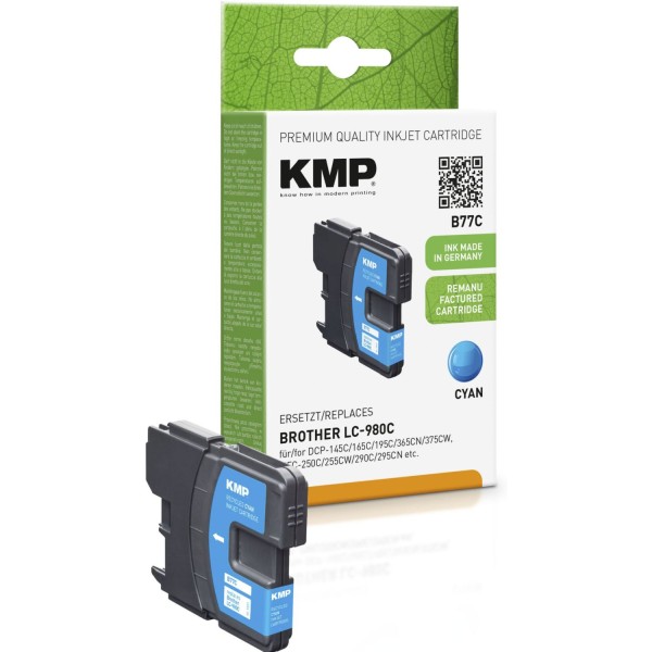 KMP B77C Tintenpatrone cyan kompatibel mit Brother LC-980 C