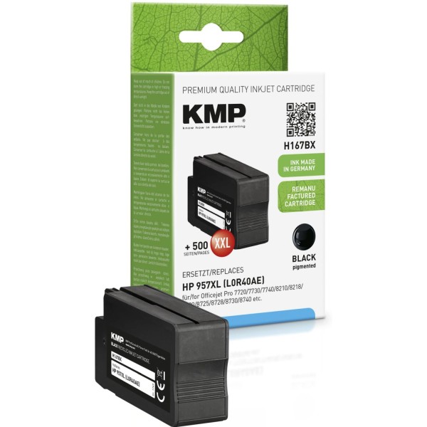 KMP H167BX Tintenpatrone schwarz kompatibel mit HP L0R40AE 957 XL