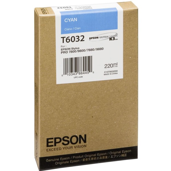 Epson Tintenpatrone cyan T 603 220 ml T 6032