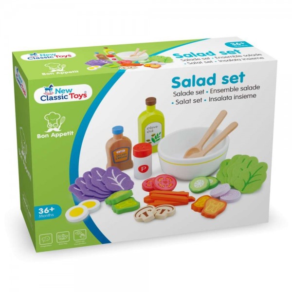 Eitech New Classic Toy Salat-Set 26 Teile aus Holz für die Spielküche Kochküche Kinderküche 10592