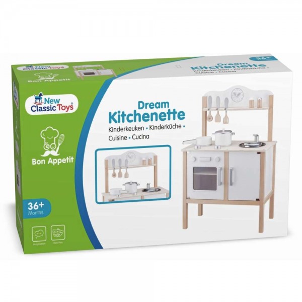New Classic Toys 11050 Küchenzeile Modern Weiß Spielküche für Kinder
