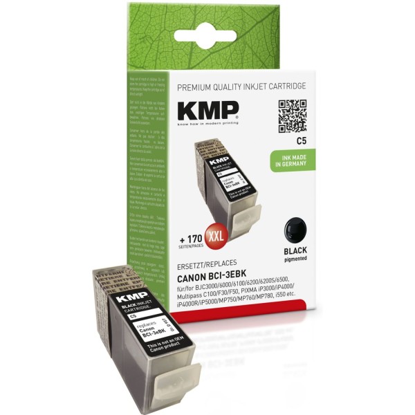 KMP C5 Tintenpatrone schwarz kompatibel mit Canon BCI-3e BK