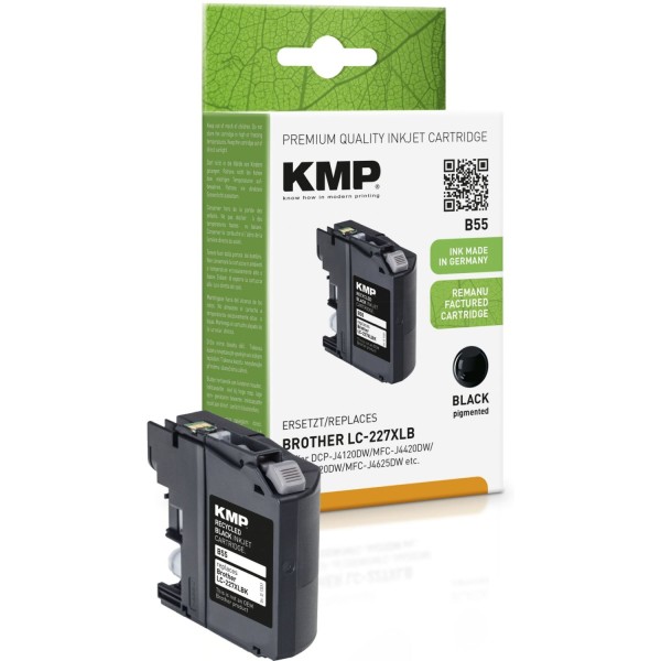 KMP B55 Tintenpatrone schwarz kompatibel m. Brother LC-227XLBK