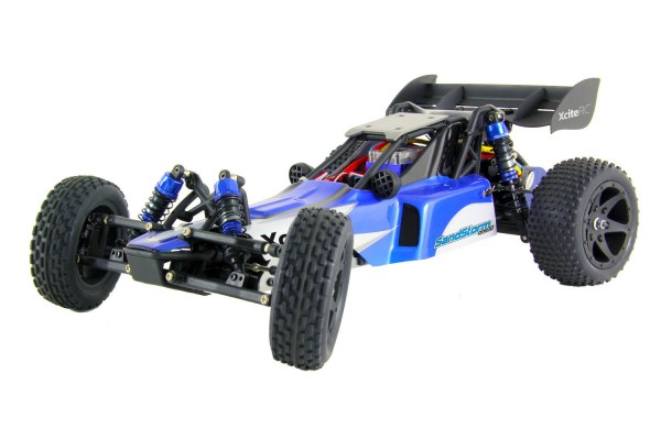 Ferngesteuertes RC Auto - XciteRC SandStorm one10 - 2WD RTR Dune Buggy Brushless, blaue Karosserie