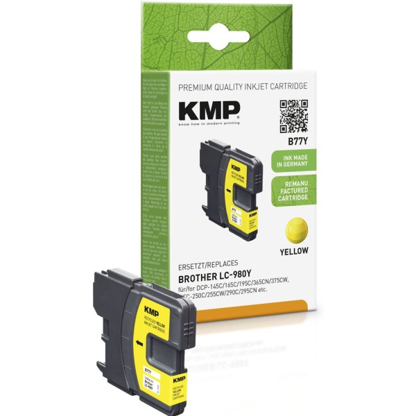 KMP B77Y Tintenpatrone yellow kompatibel mit Brother LC-980 Y