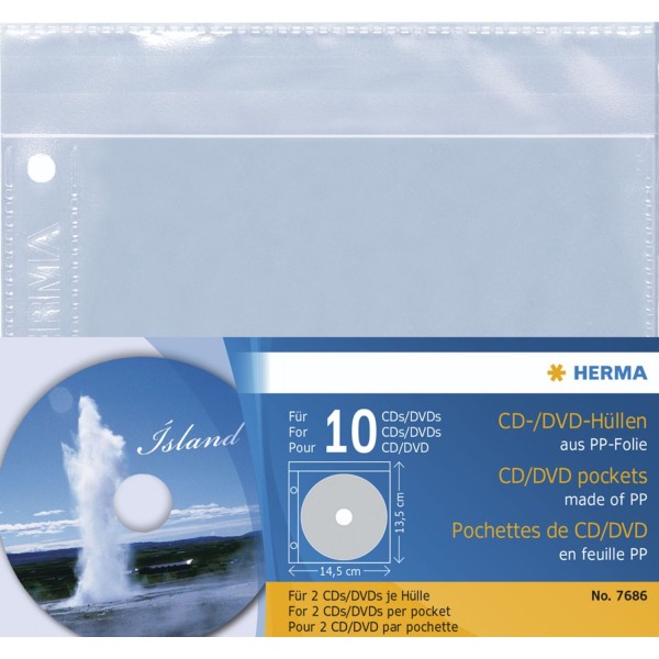Herma CD/DVD-Hüllen je 2 CD/DVD 5 Hüllen transparent 7686