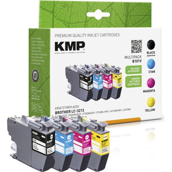 KMP B101V Vorteilspack Bk/C/M/Y kompatibel mit Brother LC-3213