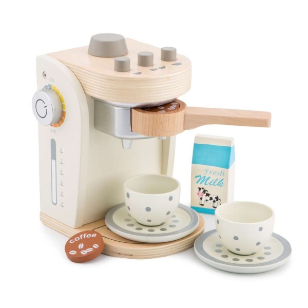 Eitech New Classic Toys Kaffemaschine Creme für Kinder Spielküche aus Holz 