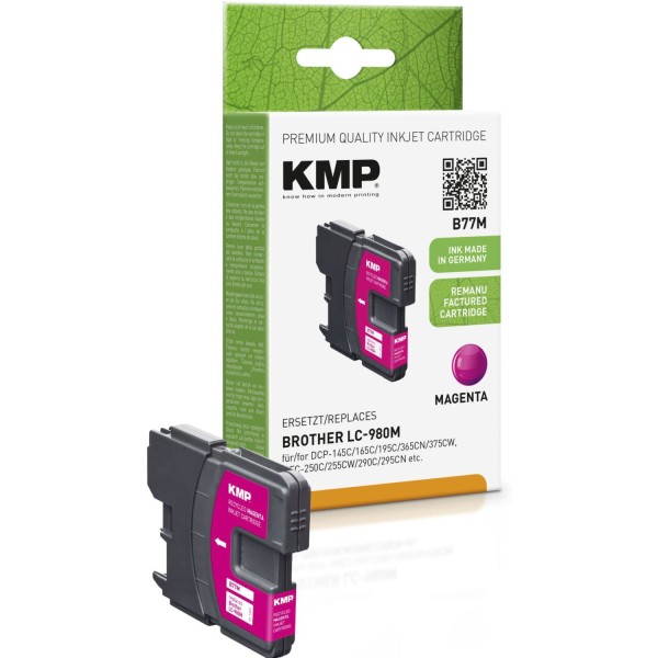 KMP B77M Tintenpatrone magenta kompatibel mit Brother LC-980 M