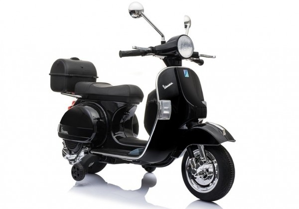 Elektrofahrzeug Motorroller Vespa Piaggio PX150 schwarz für Kinder 12V 2 x 45W Motorrad