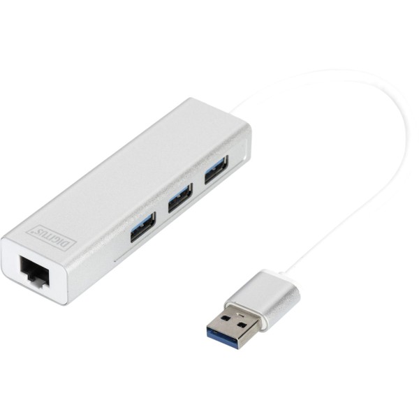 DIGITUS USB 3.0 3-Port Hub &amp; Gigabit LAN-Adapter