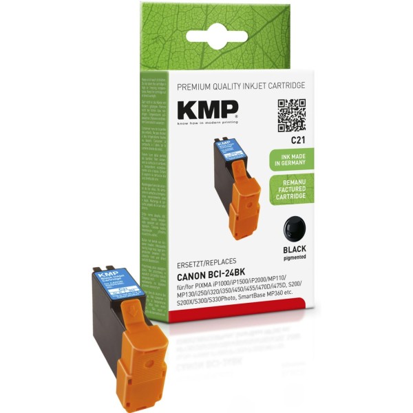 KMP C21 Tintenpatrone schwarz komptibel mit Canon BCI-24 BK