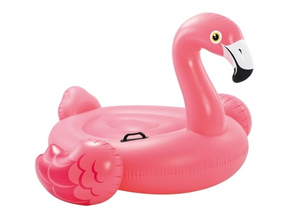 Intex Badeinsel Reittier Flamingo als Schwimmtier, Luftmatratze, Wasserliege 147x140x94 57558NP