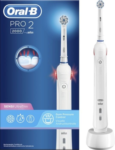 Braun Oral-B Pro 2 2000 Elektrische Zahnbürste Sensi UltraThin White