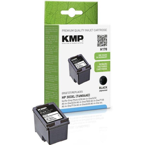 KMP H178 Tintenpatrone schwarz kompatibel mit HP T6N04AE 303 XL