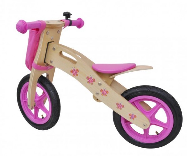 Siva Woody Butterfly Holz Bike Kinder Laufrad in Pink Mädchen ab 3 Jahre