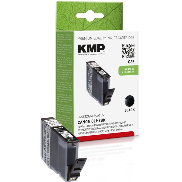 KMP C65 Tintenpatrone schwarz kompatibel mit Canon CLI-8 BK