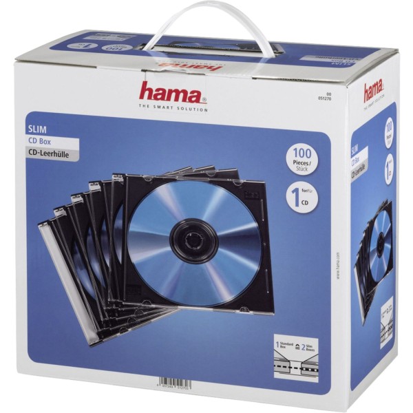 1x100 Hama CD-Leerhülle Slimpack schwarz 51270