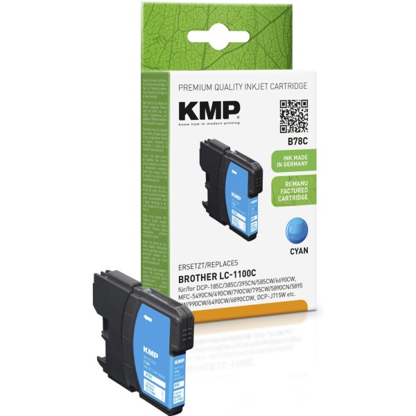 KMP B78C Tintenpatrone cyan kompatibel m. Brother LC-1100 C