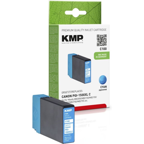 KMP C100 Tintenpatrone cyan kompatibel mit Canon PGI-1500 XL