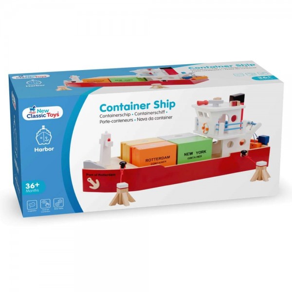 Eitech GmbH New Classic Toys - 10900 - Harbor Line - Containerschiff mit 4 Containern