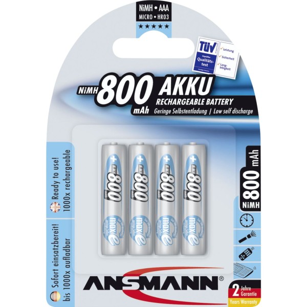 1x4 Ansmann maxE NiMH Akku Micro AAA 800 mAh 5035042