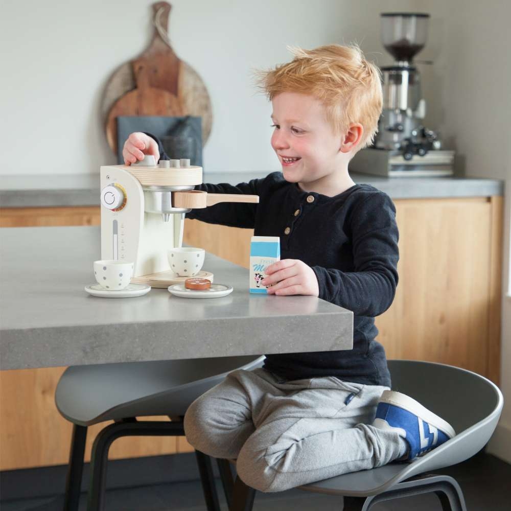 Creme für Kinder Spielküche aus Holz Eitech New Classic Toys Kaffemaschine 