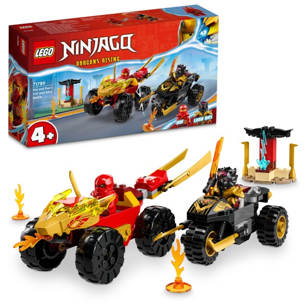LEGO® Ninjago Verfolgungsjagd mit Kais Flitzer und Ras´ Motorrad 71789