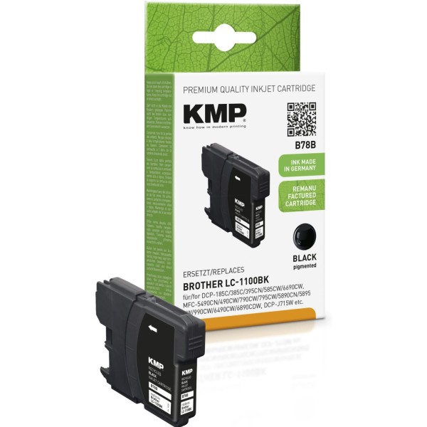 KMP B78B Tintenpatrone schwarz kompatibel m. Brother LC-1100 BK