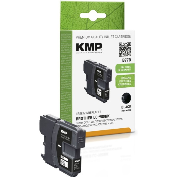 KMP B77B Tintenpatrone schwarz kompatibel mit Brother LC-980 BK