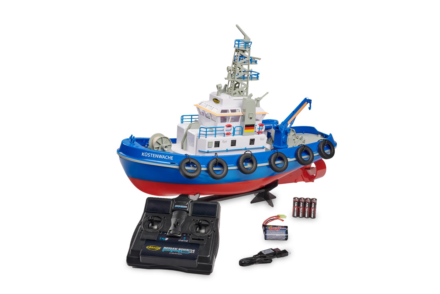 Carson RC Küstenwache TC-08 100% RTR 2.4GHz Ferngesteuertes Boot mit  Spritzfunktion, Vorbildgetreue und Funktions-Schiffe, Boote, RC  Modellbau