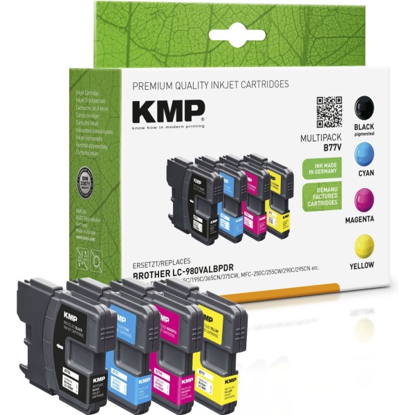 KMP B77V Vorteilspack BK/C/M/Y kompatibel mit Brother LC-980
