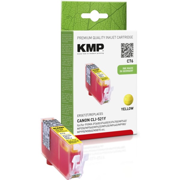 KMP C76 Tintenpatrone yellow kompatibel mit Canon CLI-521 Y