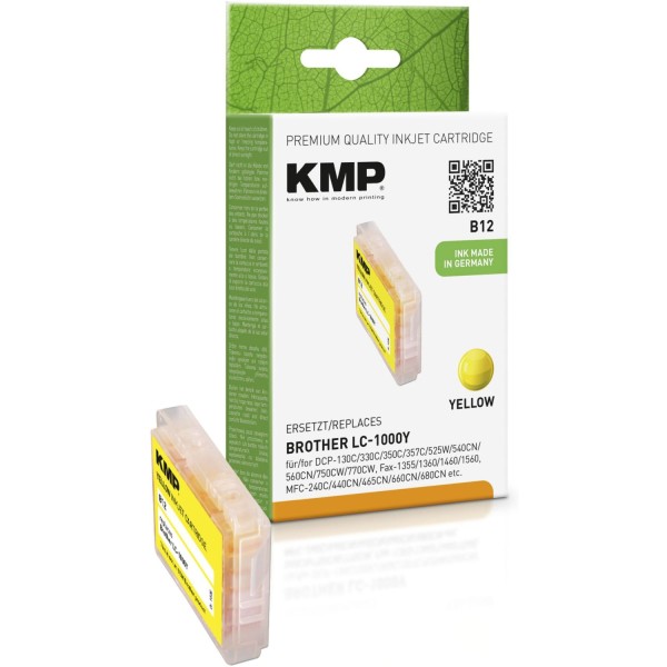 KMP B12 Tintenpatrone yellow kompatibel mit Brother LC-1000 Y