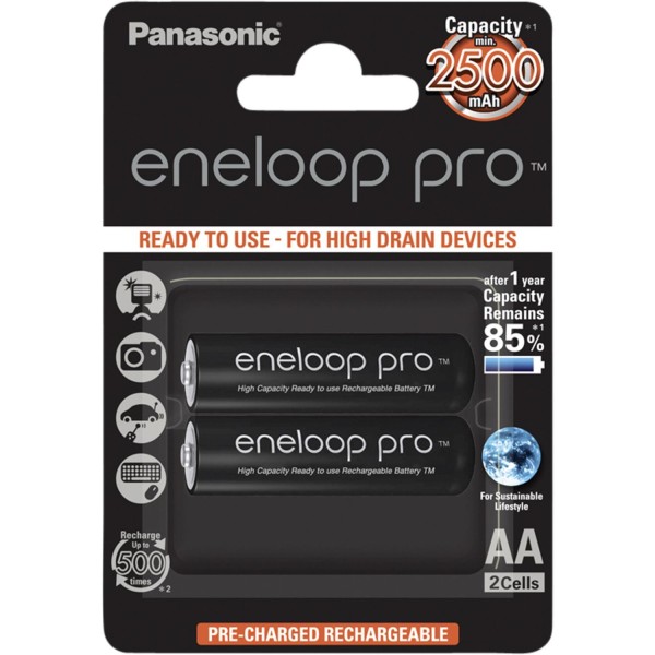 1x2 Panasonic Eneloop Pro Mignon AA 2500mAh