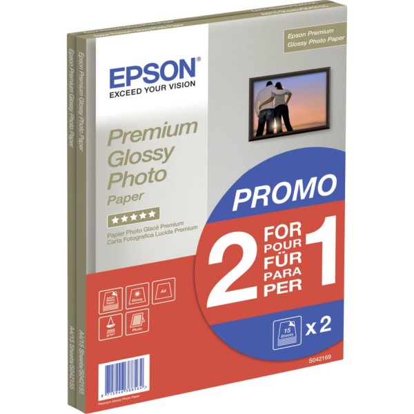 Epson Premium Glossy Photo Paper A 4, 2x 15 Bl., 255 g S 042169