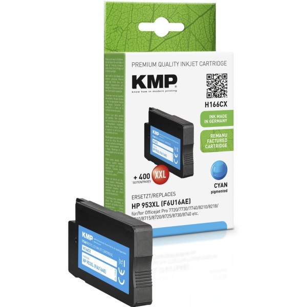 KMP H166CX Tintenpatrone cyan kompatibel mit HP F6U16AE