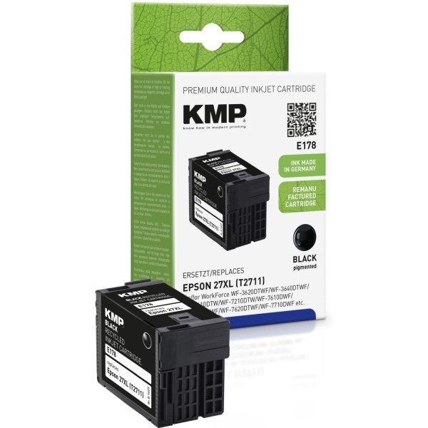 KMP E178 Tintenpatrone schwarz kompatibel mit Epson T 2711 XL
