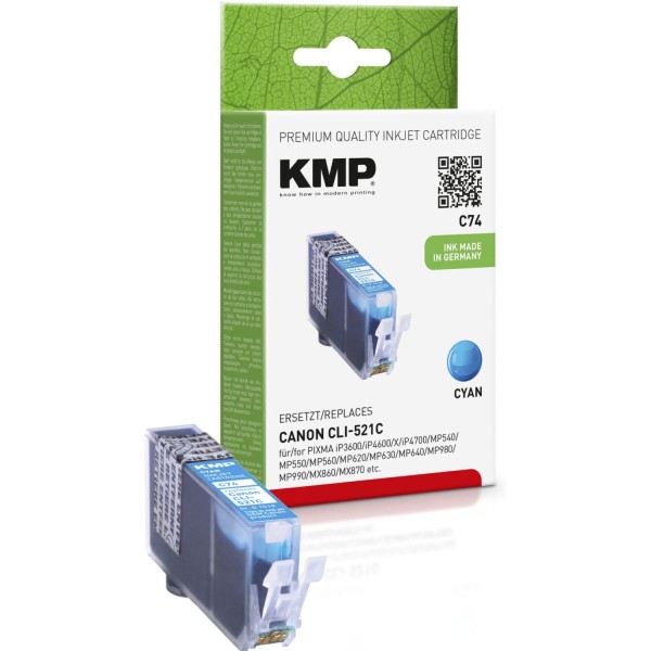 KMP C74 Tintenpatrone cyan kompatibel mit Canon CLI-521 C