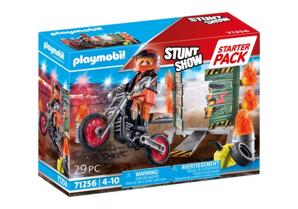 PLAYMOBIL Stunt Show Starter Pack Stuntshow Motorrad mit Feuerwand 71256